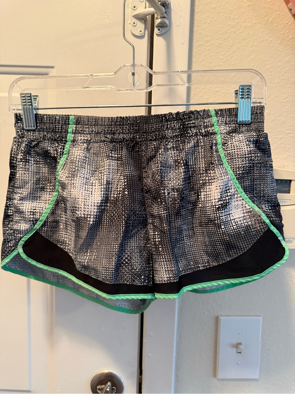 SO Women's Black Gray Athletic Shorts with Mint Trim